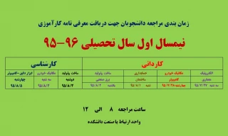 زمان بندی معرفی دانشجویان کارآموز