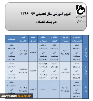 تقویم آموزشی سال تحصیلی 96-97